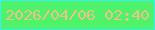 文字の大きさ：1、枠の色：36f0f2、背景の色：4ff26b、文字の色：eec286 無料ブログパーツのブログ時計