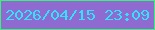 文字の大きさ：5、枠の色：36f475、背景の色：8f6ad1、文字の色：32e2f8 無料ブログパーツのブログ時計