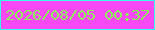 文字の大きさ：1、枠の色：36fcea、背景の色：f74af6、文字の色：8fee5b 無料ブログパーツのブログ時計