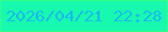 文字の大きさ：5、枠の色：36fd85、背景の色：17f9af、文字の色：1cbaed 無料ブログパーツのブログ時計