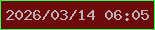文字の大きさ：1、枠の色：36ff4b、背景の色：6c0a0c、文字の色：bfb2b9 無料ブログパーツのブログ時計