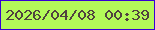 文字の大きさ：2、枠の色：3700d5、背景の色：b3f959、文字の色：50423f 無料ブログパーツのブログ時計