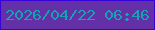 文字の大きさ：4、枠の色：3702d9、背景の色：6430a8、文字の色：16a2b3 無料ブログパーツのブログ時計