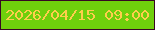 文字の大きさ：4、枠の色：370623、背景の色：6fcf0c、文字の色：fece4c 無料ブログパーツのブログ時計