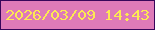 文字の大きさ：3、枠の色：37065a、背景の色：de7ab8、文字の色：fde952 無料ブログパーツのブログ時計