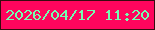 文字の大きさ：4、枠の色：370b0f、背景の色：ff055d、文字の色：74feb1 無料ブログパーツのブログ時計