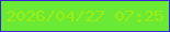 文字の大きさ：2、枠の色：3722da、背景の色：6aea34、文字の色：9cec12 無料ブログパーツのブログ時計