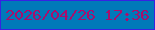 文字の大きさ：2、枠の色：3722e2、背景の色：0079b9、文字の色：a70f6c 無料ブログパーツのブログ時計