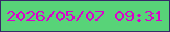 文字の大きさ：3、枠の色：372768、背景の色：58d378、文字の色：db00cd 無料ブログパーツのブログ時計