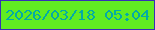 文字の大きさ：4、枠の色：372fb6、背景の色：61ec21、文字の色：02aba6 無料ブログパーツのブログ時計