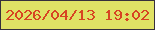 文字の大きさ：3、枠の色：37303c、背景の色：e0e265、文字の色：d74423 無料ブログパーツのブログ時計