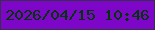文字の大きさ：5、枠の色：37304b、背景の色：7d06c9、文字の色：013609 無料ブログパーツのブログ時計