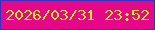 文字の大きさ：4、枠の色：3731c1、背景の色：e50689、文字の色：d3ea2b 無料ブログパーツのブログ時計