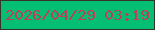 文字の大きさ：1、枠の色：373327、背景の色：03be73、文字の色：bc4156 無料ブログパーツのブログ時計