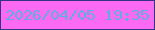 文字の大きさ：3、枠の色：373384、背景の色：fc6af3、文字の色：60aede 無料ブログパーツのブログ時計