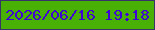 文字の大きさ：1、枠の色：373468、背景の色：49b006、文字の色：3f03d6 無料ブログパーツのブログ時計