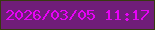文字の大きさ：2、枠の色：373a10、背景の色：701d79、文字の色：e603f5 無料ブログパーツのブログ時計