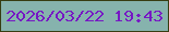 文字の大きさ：5、枠の色：373d12、背景の色：86b3ad、文字の色：7618c4 無料ブログパーツのブログ時計