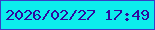 文字の大きさ：2、枠の色：373fc5、背景の色：0ceded、文字の色：2f0aa0 無料ブログパーツのブログ時計