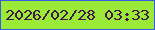 文字の大きさ：4、枠の色：375ce4、背景の色：9bea37、文字の色：44174a 無料ブログパーツのブログ時計