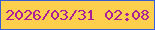 文字の大きさ：4、枠の色：375fd1、背景の色：fecf4d、文字の色：af1e99 無料ブログパーツのブログ時計