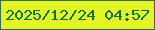 文字の大きさ：4、枠の色：376e48、背景の色：e3f526、文字の色：0b7244 無料ブログパーツのブログ時計
