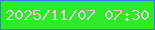 文字の大きさ：3、枠の色：377ae2、背景の色：2eeb28、文字の色：dbd0df 無料ブログパーツのブログ時計