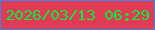 文字の大きさ：4、枠の色：3785ee、背景の色：e23b56、文字の色：07eb3b 無料ブログパーツのブログ時計