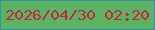文字の大きさ：2、枠の色：378fac、背景の色：5bb461、文字の色：c82340 無料ブログパーツのブログ時計