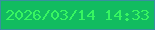 文字の大きさ：1、枠の色：3790a0、背景の色：11bc60、文字の色：37f561 無料ブログパーツのブログ時計
