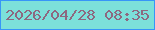 文字の大きさ：3、枠の色：3795f8、背景の色：7ce0da、文字の色：8d6880 無料ブログパーツのブログ時計