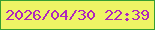 文字の大きさ：1、枠の色：379e31、背景の色：eef465、文字の色：af26bc 無料ブログパーツのブログ時計
