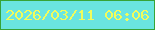 文字の大きさ：1、枠の色：37a437、背景の色：6ae5e0、文字の色：f1fc5a 無料ブログパーツのブログ時計