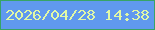 文字の大きさ：1、枠の色：37a467、背景の色：6099ef、文字の色：e1f8a6 無料ブログパーツのブログ時計