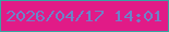 文字の大きさ：2、枠の色：37a4a4、背景の色：e11b87、文字の色：6d83c9 無料ブログパーツのブログ時計