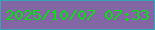 文字の大きさ：3、枠の色：37a5b9、背景の色：8366a4、文字の色：08df10 無料ブログパーツのブログ時計