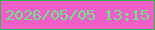 文字の大きさ：5、枠の色：37b24f、背景の色：ee5fc8、文字の色：66e986 無料ブログパーツのブログ時計