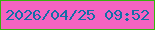文字の大きさ：1、枠の色：37b30d、背景の色：f463c1、文字の色：136ea8 無料ブログパーツのブログ時計