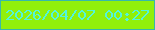 文字の大きさ：5、枠の色：37b9aa、背景の色：91f00b、文字の色：52f5db 無料ブログパーツのブログ時計