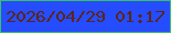 文字の大きさ：1、枠の色：37c06b、背景の色：254cfd、文字の色：5c251a 無料ブログパーツのブログ時計