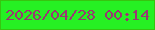 文字の大きさ：5、枠の色：37c410、背景の色：26f023、文字の色：9a3673 無料ブログパーツのブログ時計