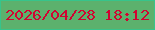 文字の大きさ：2、枠の色：37c48b、背景の色：5cb16d、文字の色：d10432 無料ブログパーツのブログ時計