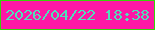 文字の大きさ：1、枠の色：37d209、背景の色：fd17a5、文字の色：4fe1ba 無料ブログパーツのブログ時計