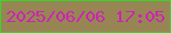 文字の大きさ：4、枠の色：37d52b、背景の色：978654、文字の色：cc24b2 無料ブログパーツのブログ時計