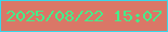 文字の大きさ：2、枠の色：37d8eb、背景の色：da7767、文字の色：44ee8a 無料ブログパーツのブログ時計