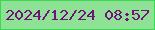 文字の大きさ：4、枠の色：37da50、背景の色：8fe195、文字の色：73117d 無料ブログパーツのブログ時計