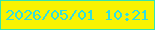 文字の大きさ：3、枠の色：37e4ad、背景の色：f9f302、文字の色：32dfdd 無料ブログパーツのブログ時計