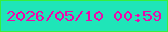 文字の大きさ：4、枠の色：37ee3c、背景の色：1fe5b8、文字の色：f005ab 無料ブログパーツのブログ時計