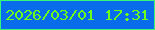 文字の大きさ：2、枠の色：37f779、背景の色：096cea、文字の色：6dff19 無料ブログパーツのブログ時計