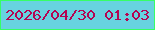 文字の大きさ：5、枠の色：37fe66、背景の色：67d3e0、文字の色：b40552 無料ブログパーツのブログ時計